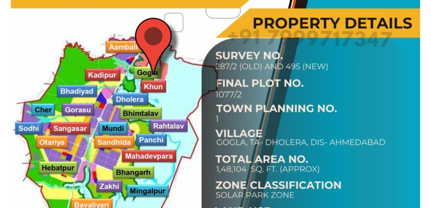 Bulk Land for Sale in Dholera | Gogla Village | Solar Park Zone